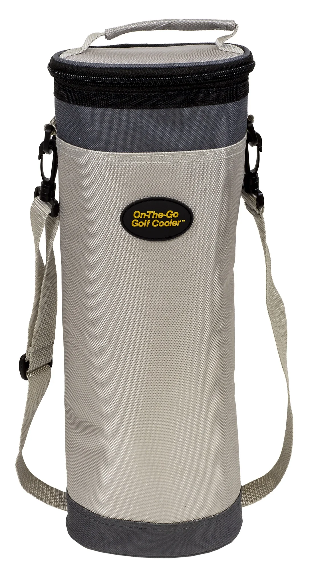 Gray On-The-Go insulated golf cooler with shoulder strap